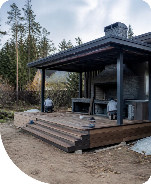 Терраса с барбекю в Батайске под ключ для дома и дачи