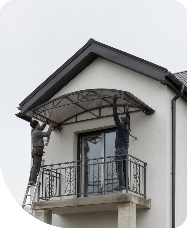 Козырек на балкон в Батайске — изготовление, монтаж под ключ